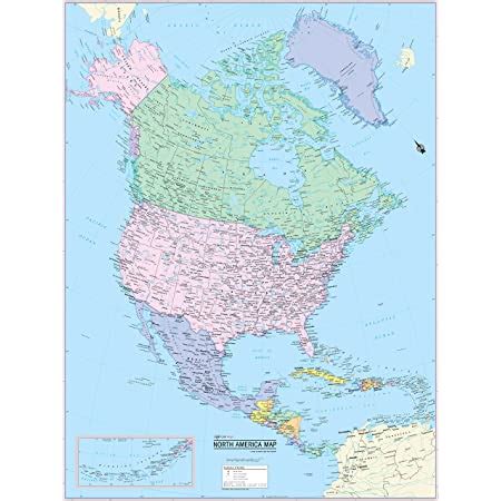 Amazon Swiftmaps North America Wall Map Geopolitical Edition