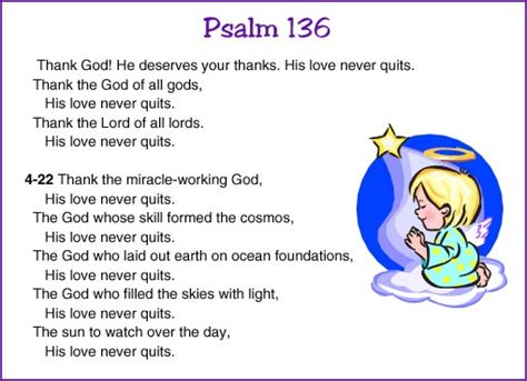 * or made with understanding. Psalm 136 from The Message (God's Constant Love)- Kids ...