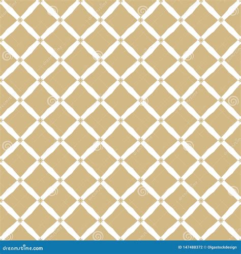 Golden Vector Abstract Geometric Seamless Pattern With Square Mesh Net