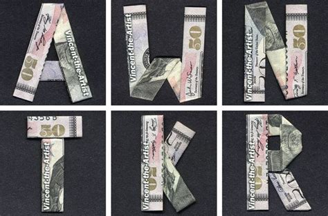 50 Bill Origami Letters Money Art Money Origami Dollar Origami