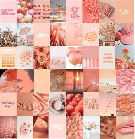 Peachy Pink Aesthetic Photo Wall Collage Kit Etsy