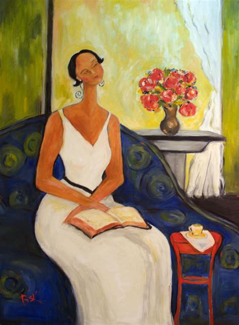 Lady In Blue Chair Painting By Becky Kim