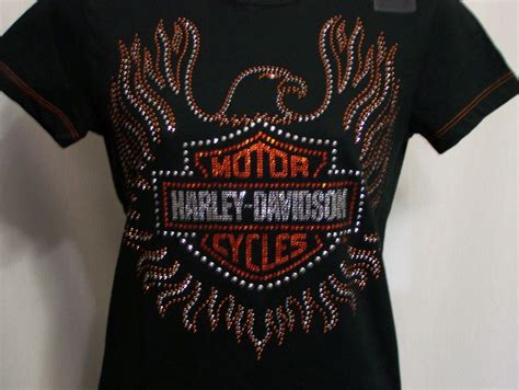 Nwt New Ladies Harley Davidson S Bling Tee Shirt Rhinestone Logo Harley