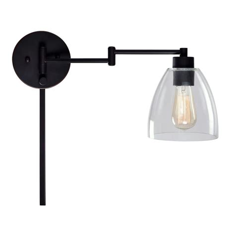 Excellent for placing next to your favorite with a stand finished in brushed nickel, this lamp is quite contemporary and modern in its design and appearance. Kenroy Home Edis 1-Light Bronze Wall Swing Arm Lamp ...