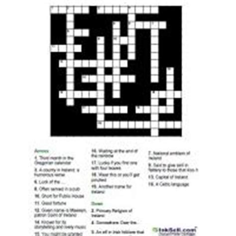 In this saint patrick's day worksheet, students complete a 12 word crossword puzzle, using clues about st. St Patrick's Day Crossword Puzzle