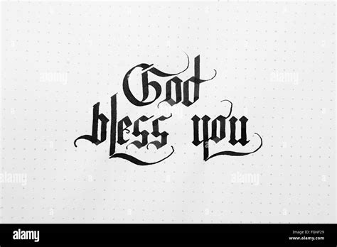 Calligraphical Lettering God Bless You On The Paper Note Texture