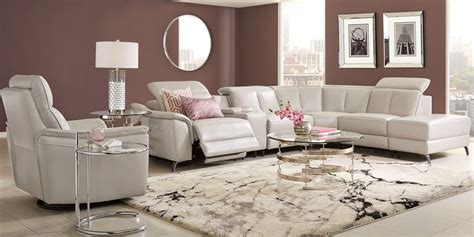 At rooms to go, our sectional sofas come in a range of chic neutrals such as gray, beige or brown to complement. Sofia Vergara Naples Light Gray Leather 6 Pc Dual Power ...