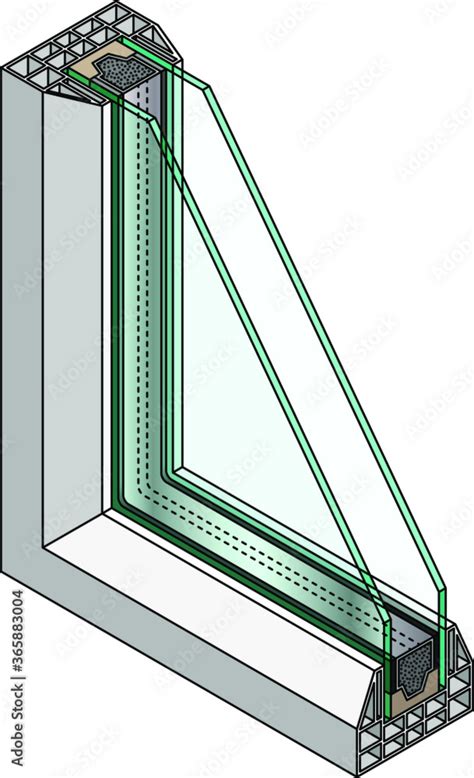 Cross Section Diagram Of A Double Glazed Window Stock Vector Adobe Stock