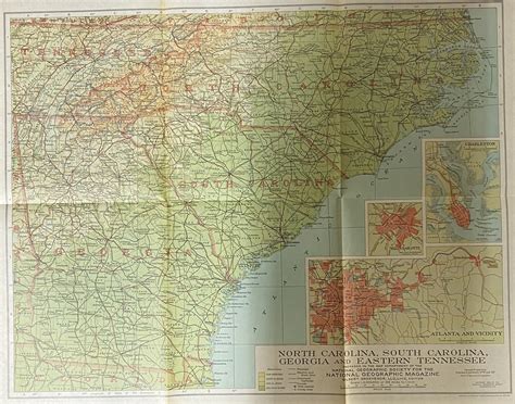 Map 1926 North Carolina South Carolina Georgia And Eastern Tennessee