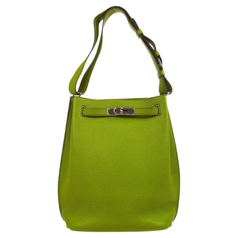 Hermes Green Leather Market Bucket Bag At 1stdibs Hermes Bucket Bag