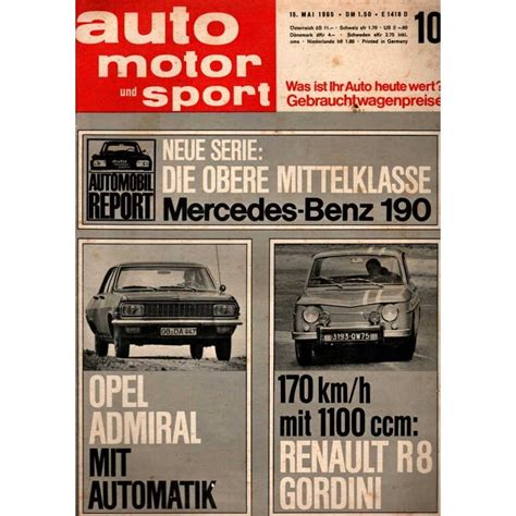 Auto Motor Sport Heft 10 15 Mai 1965 Opel Renault Zeitschrift