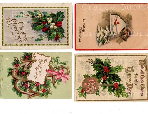 Printable Vintage Christmas Postcards Etsy
