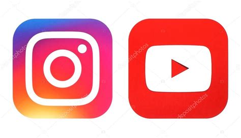 Instagram Nuevo Logotipo E Icono De Youtube Impreso En Papel Blanco