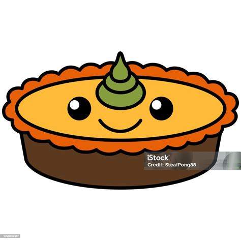 Cute Pie Cartoon Watercolor Illustration Clipart Style Stock