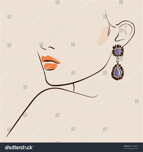Beautiful Woman Wearing Earrings Vector Illustration Eps 10