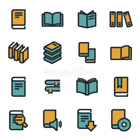 Vector Flat Book Icons Set Stock Vector Illustration Of Element 93856597