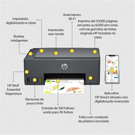 Impressora Multifuncional Hp Smart Tank 581 Colorida Wi Fi Conexão