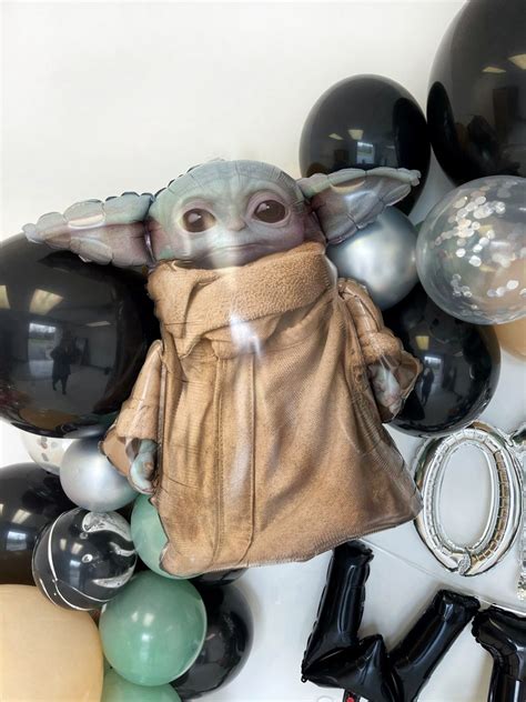Baby Yoda Balloon From The Mandalorian Star Wars Themed Etsy