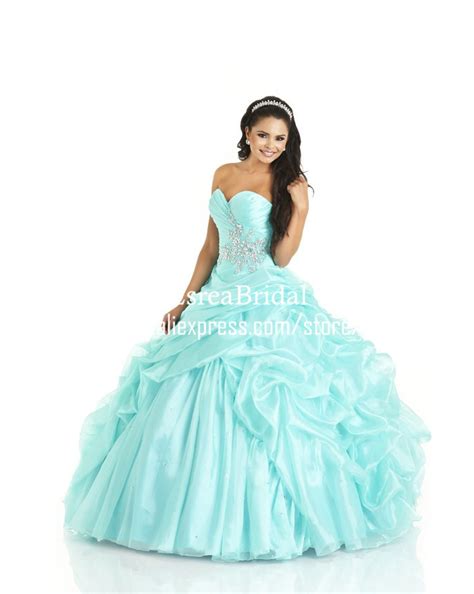 Sweet 16 Dresses New Formal Ruched Organza Baby Blue Quinceanera