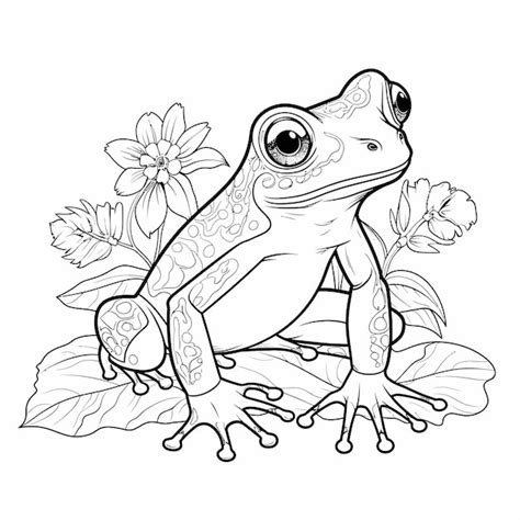 Premium Vector | Spring_frog_isolated_coloring_page_for_kids
