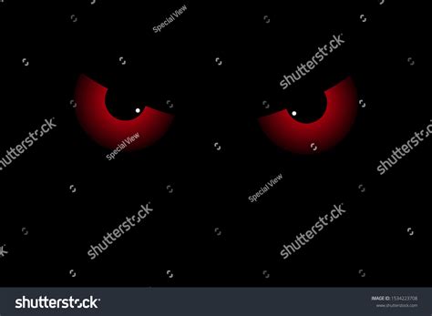 Scary Red Eyes On Dark Black Background Horror Royalty Free Stock