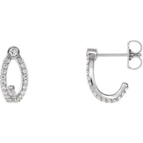 Accented J Hoop Earrings Hoop Earrings White Gold Diamond