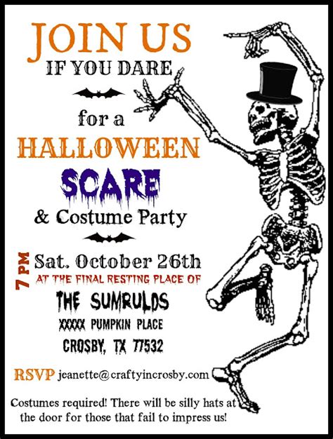Crafty In Crosby Halloween Party Invitations With Template