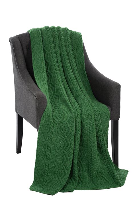 Irish Cable Knit Throw Blanket 100 Merino Wool 69 X 44