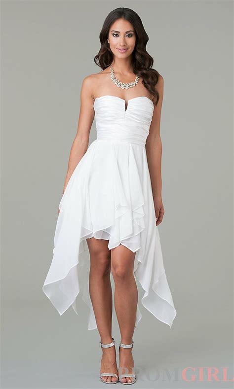 Strapless High Low Prom Dress White Strapless Dresses Promgirl