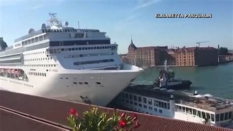 5 Injured After Cruise Ship Collides With Dock Tourist Boat In Venice