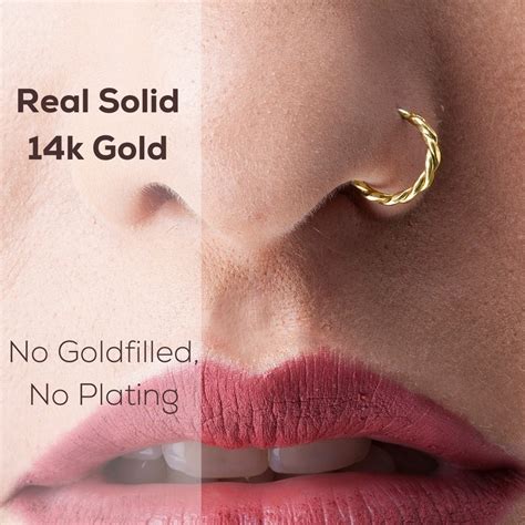 Gold Nose Ring 14k Nose Ring Gold Nose Ring Solid Gold Nose Hoop Gold Nose Ring Hoop