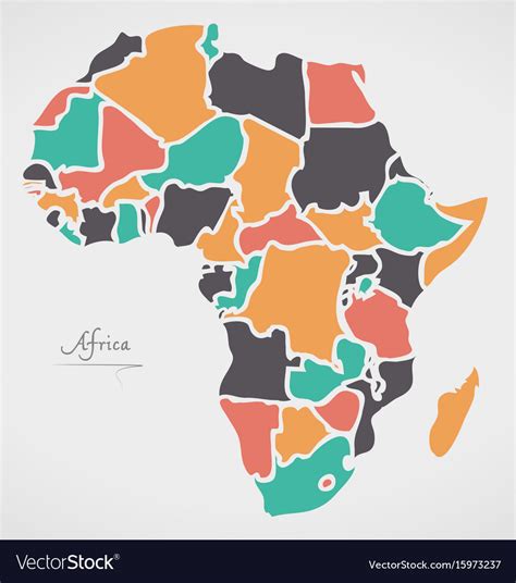 For old maps showing africa (that is, maps made over 70 years ago), please see category old maps of africa. Africa continent map with states Royalty Free Vector Image