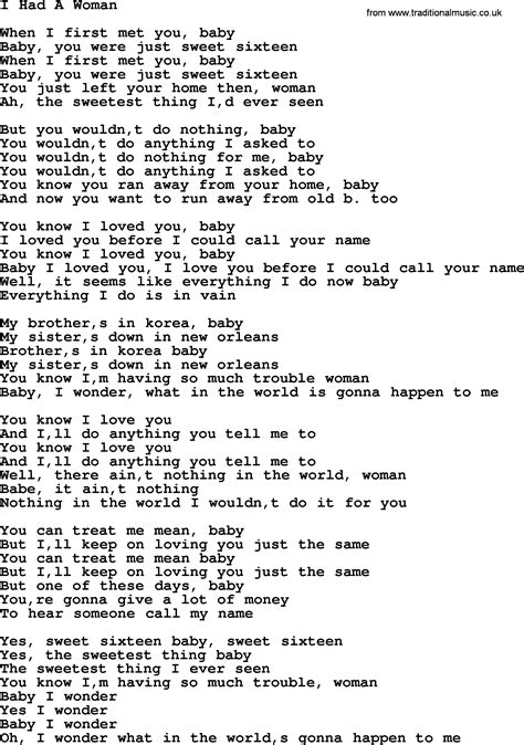 I Had A Woman By The Byrds Lyrics With Pdf