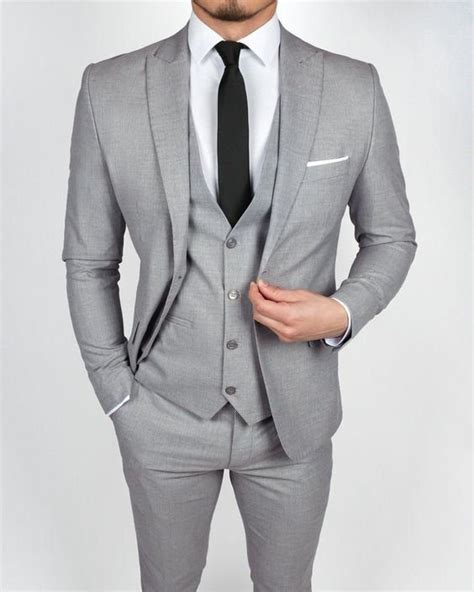Men Suits Grey Wedding 2 Piece Suit Formal Fashion Slim Fit Etsy In
