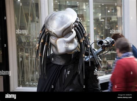 Dressed As Alien On Whitby Goth Weekend Stock Photo Alamy