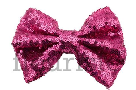 Hot Pink Sequin Bows Large Glitter Bow Sparkle Bows Fabric Bows Diy