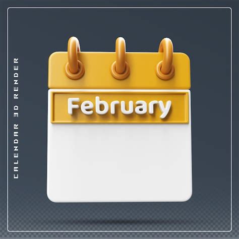 Premium Psd February Calendar Empty 3d Render