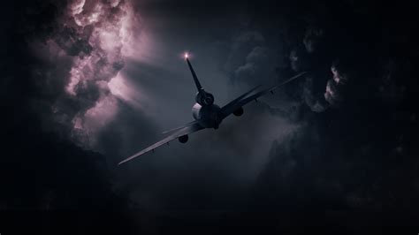 Plane Wing Airplane Clouds Sky Storm Dark Wallpaper Resolution