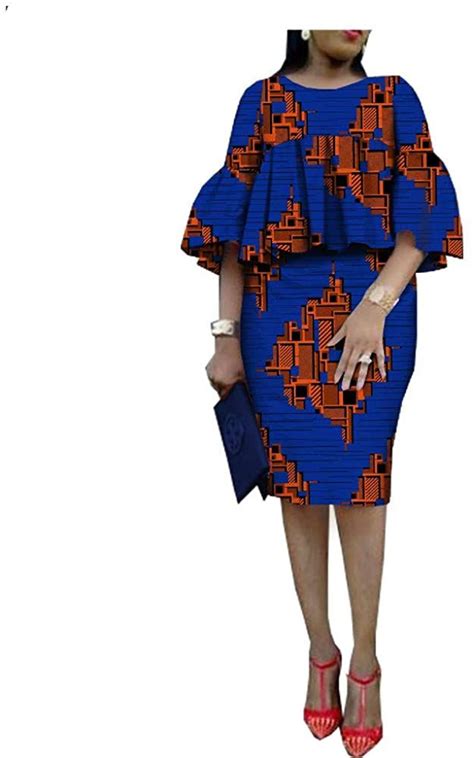 Afripride Ankara Print African Skirt Suit For Women Flare Sleeves