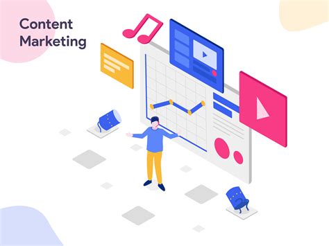 Content Marketing Isometric Illustration Modern Flat Design Style For