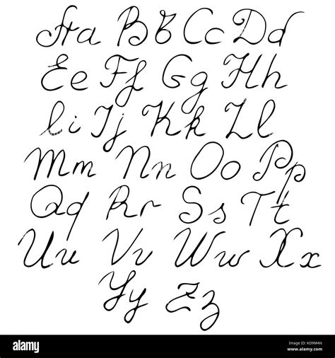 Vector Mano Real Alfabeto Letras En Mayúsculas Y Minúsculas Imagen