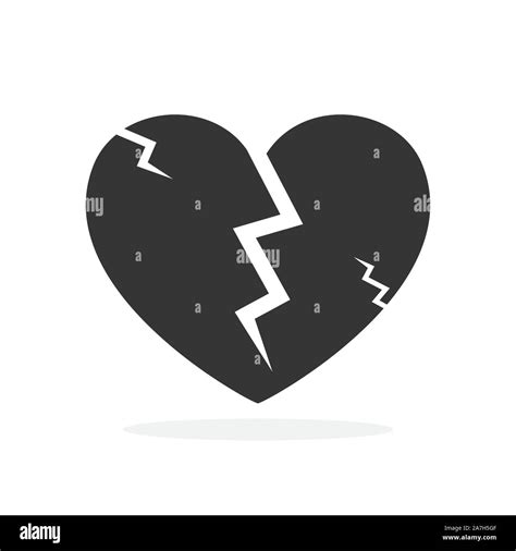 Broken Heart Icon Vector Black Heart Icon In Flat Style Symbols Of
