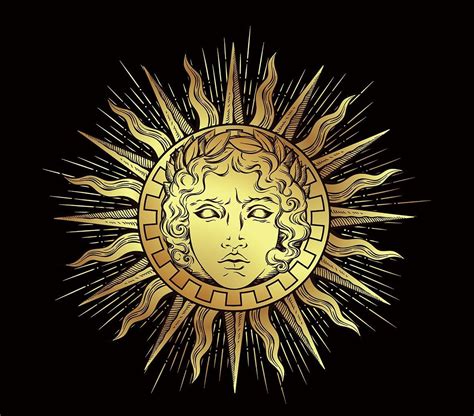 Helios Antique Sun Face Of The Greek Apollo God Symbol Tapestry Wall