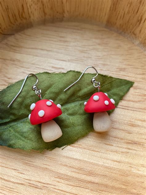 Handmade Mushroom Earrings Polymer Clay Etsy