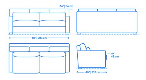 Futons Sleeper Sofas Sofa Beds Dimensions And Drawings