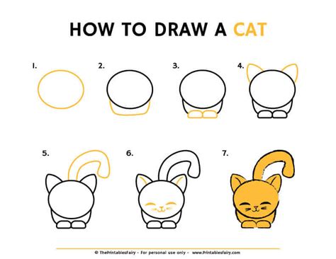 How To Draw A Cat For Kids Step By Step Cat Drawing F
