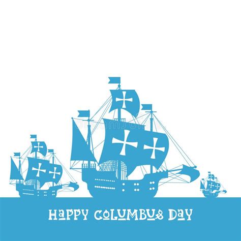 Happy Columbus Day National Usa Holiday Greeting Card With Ship Stock