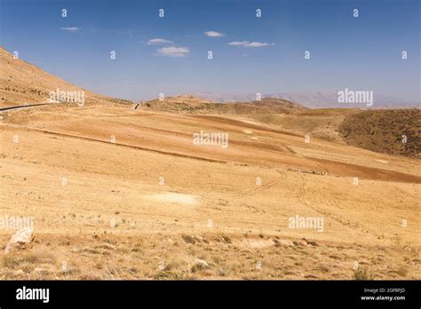 View Of Agricaltural Field On Highland Road 78 Zagros Mountains