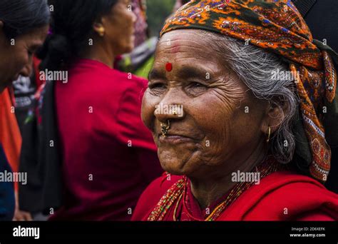 Katmand Nepal Jul Typical Nepalese Old Woman With His Typical Dresses In A Wedding