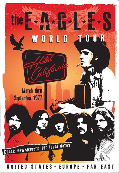 The Eagles 1977 World Tour Vintage Music Posters Music Concert